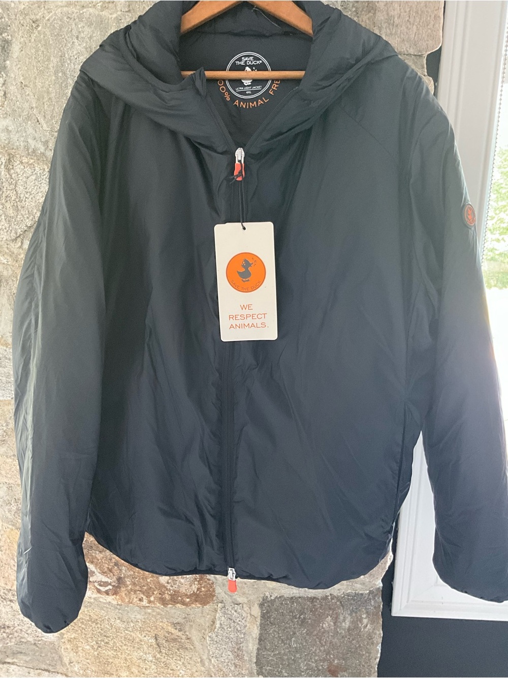SAVE THE DUCK Black Hooded Jacket with Tag